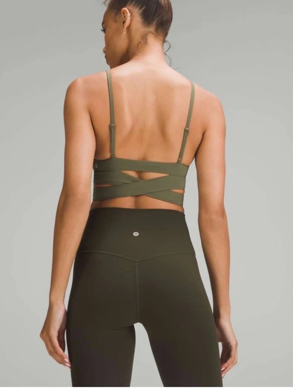 Lululemon Sports Bra Still Now Bra Light Support A/B Cup Army Green New sz 12